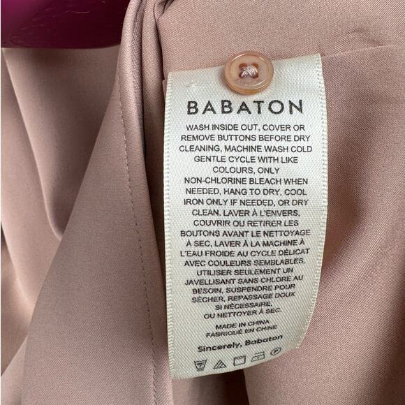 Aritzia Babaton Neutral Tone Pink Minimalist Short Sleeve Oversized Flowy Blouse - Picture 4 of 6